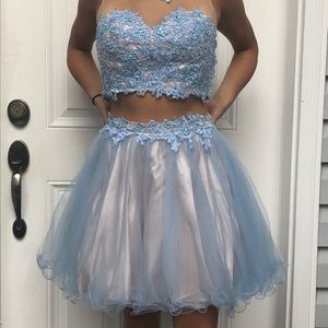 Light Blue Short Two Piece Dress